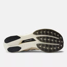 Women's New Balance FuelCell SuperComp Elite v5. White upper. Cream midsole. Bottom view.