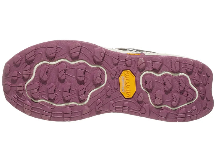 Women's New Balance Hierro v7. Black/Grey upper. Off White midsole. Bottom view.