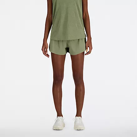 Women's New Balance RC Short. Dark Green. Front view.
