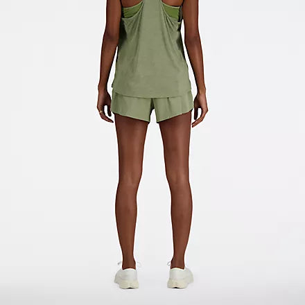 Women's New Balance RC Short. Dark Green. Rear view.