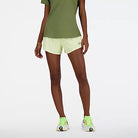 Women's New Balance RC Short 3 inch in Limelight, front view