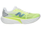 Women's New Balance Rebel v5. Neon yellow upper. White and neon yellow midsole. Medial view.
