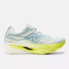 Women's New Balance SuperComp Elite v6. White upper. Yellow midsole. Lateral view.