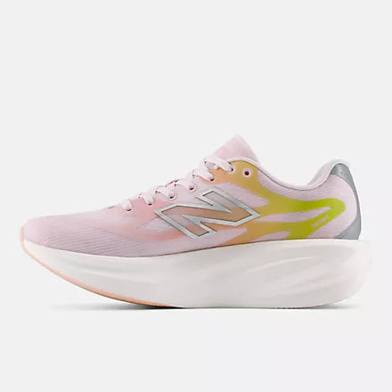 Women's New Balance Supercomp Rebel. Pink upper. White midsole. Medial view.