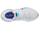 Women's Nike Vomero 18. White upper. Blue midsole. Top view.