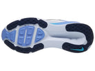 Women's Nike Vomero 18. White upper. Blue midsole. Bottom view.
