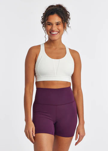 Oiselle Double Breasted Bra. White. Front view.