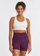 Women's Oiselle Double Breasted Bra in White, front view.