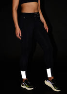 Women's Oiselle Fireglow Fleece Tights. Black.