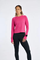 Women's Oiselle Flyout Boxy Long Sleeve. Pink.