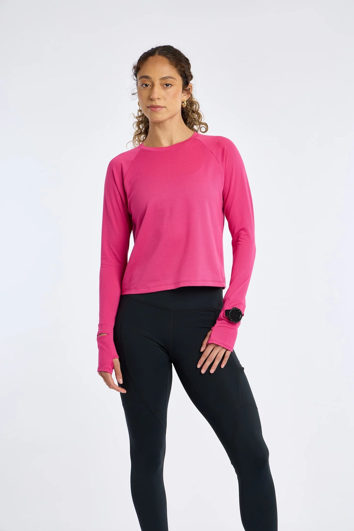 Women's Oiselle Flyout Boxy Long Sleeve. Pink.
