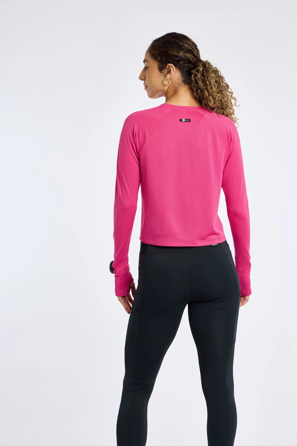 Women's Oiselle Flyout Boxy Long Sleeve. Pink.