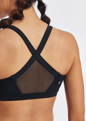 Oiselle High Twenty Bra. Black. Rear view.