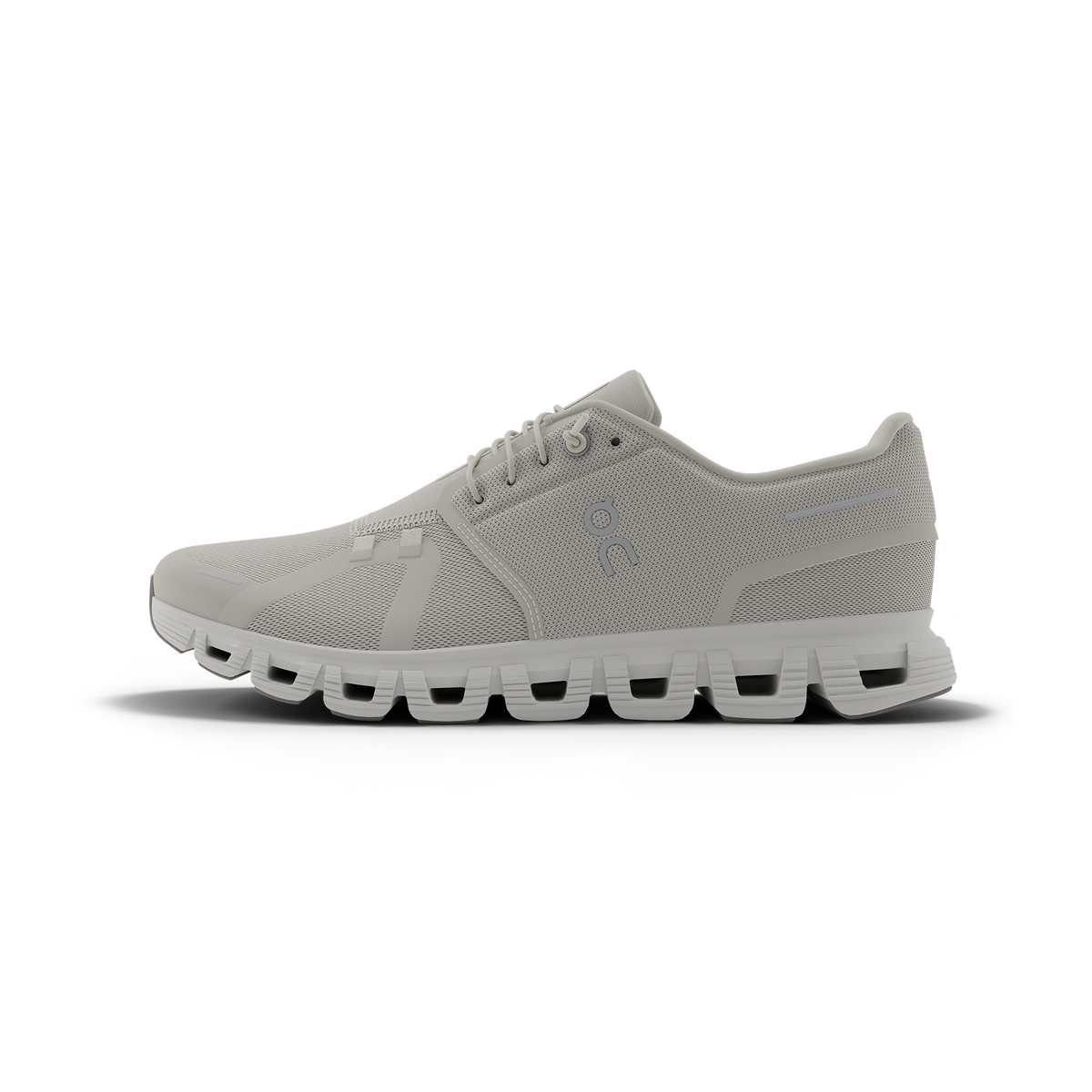 Women's On Cloud 6 in Pearl/White, medial view