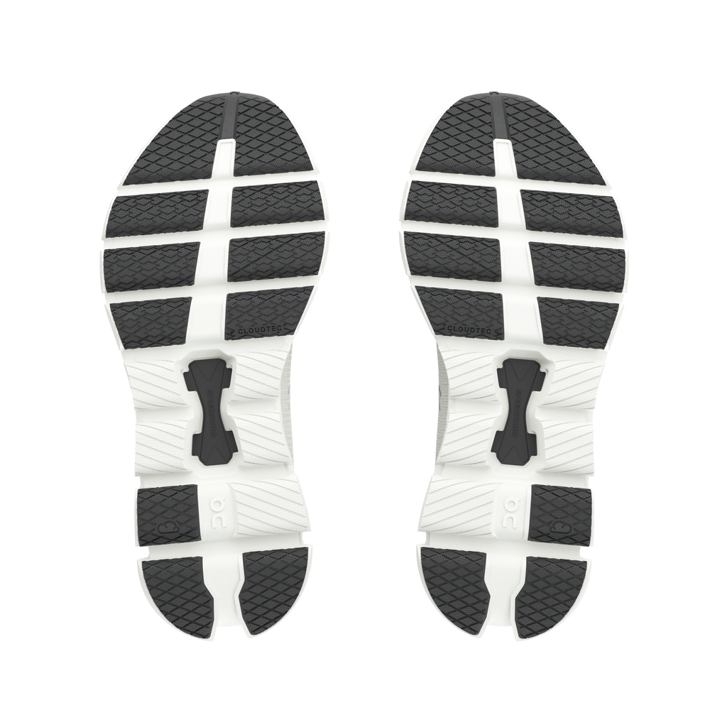 Women's On Cloud X4. Off White upper. White midsole. Bottom view.