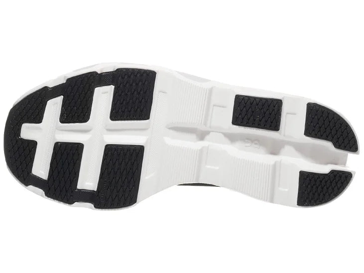 Women's On Cloudmonster 2. Black upper. White midsole. Bottom view.