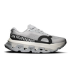 Women's On Cloudmonster Hyper. Light Grey upper. White midsole. Lateral view.