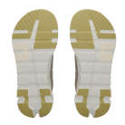 Women's On Cloudrunner 2 WP. Tan upper. Light Grey midsole. Bottom view.