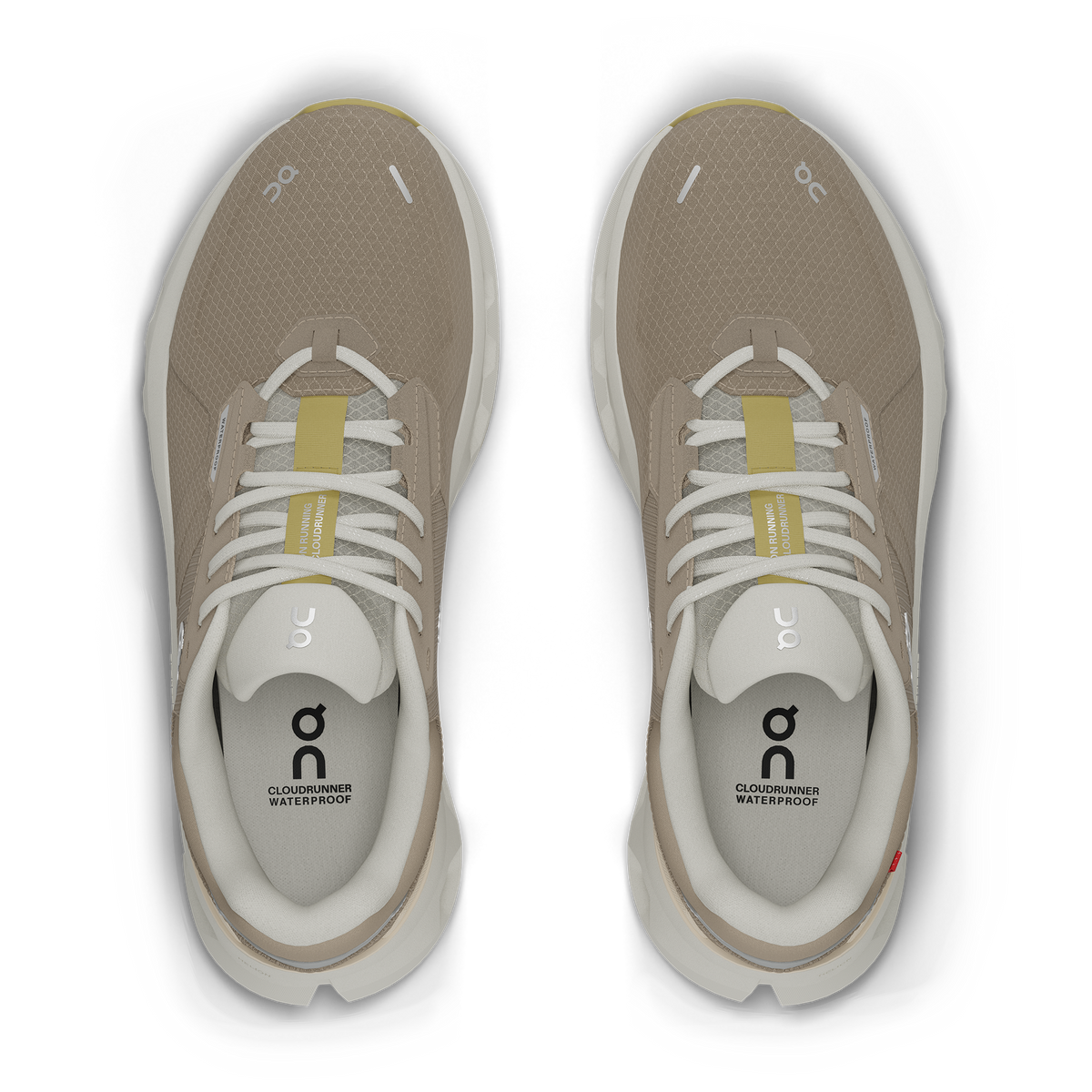 Women's On Cloudrunner 2 WP. Tan upper. Light Grey midsole. Top view.