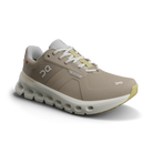 Women's On Cloudrunner 2 WP. Tan upper. Light Grey midsole. Lateral view.