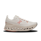 Women's On Cloudsurfer Max. White upper. White midsole. Lateral view.