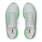 Women's On Cloudsurfer Max. White/Green upper. Green midsole. Top view.