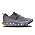 Women's On Cloudsurfer Trail 2. Purple/Grey upper. Purple midsole. Lateral view.