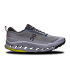 Women's On Cloudsurfer Trail 2. Purple/Grey upper. Purple midsole. Lateral view.