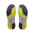 Women's On Cloudsurfer Trail 2. Purple/Grey upper. Purple midsole. Bottom view.