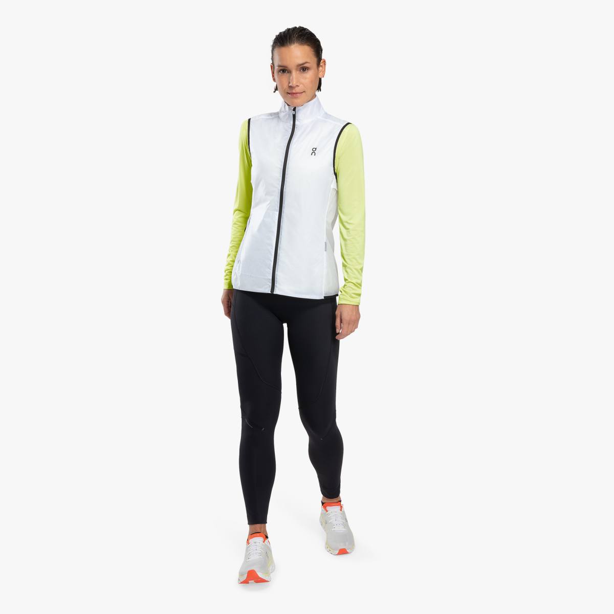 Women's On Running Performance Winter Tights. Black. Front view.