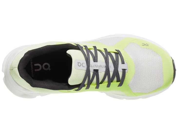 Women's On Cloudrunner. Yellow upper. White midsole. Top view.