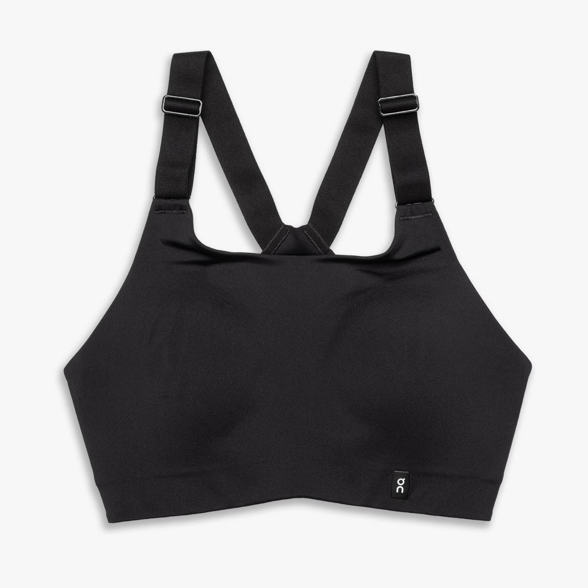 Women's On Running Endurance Bra. Black. Front view.