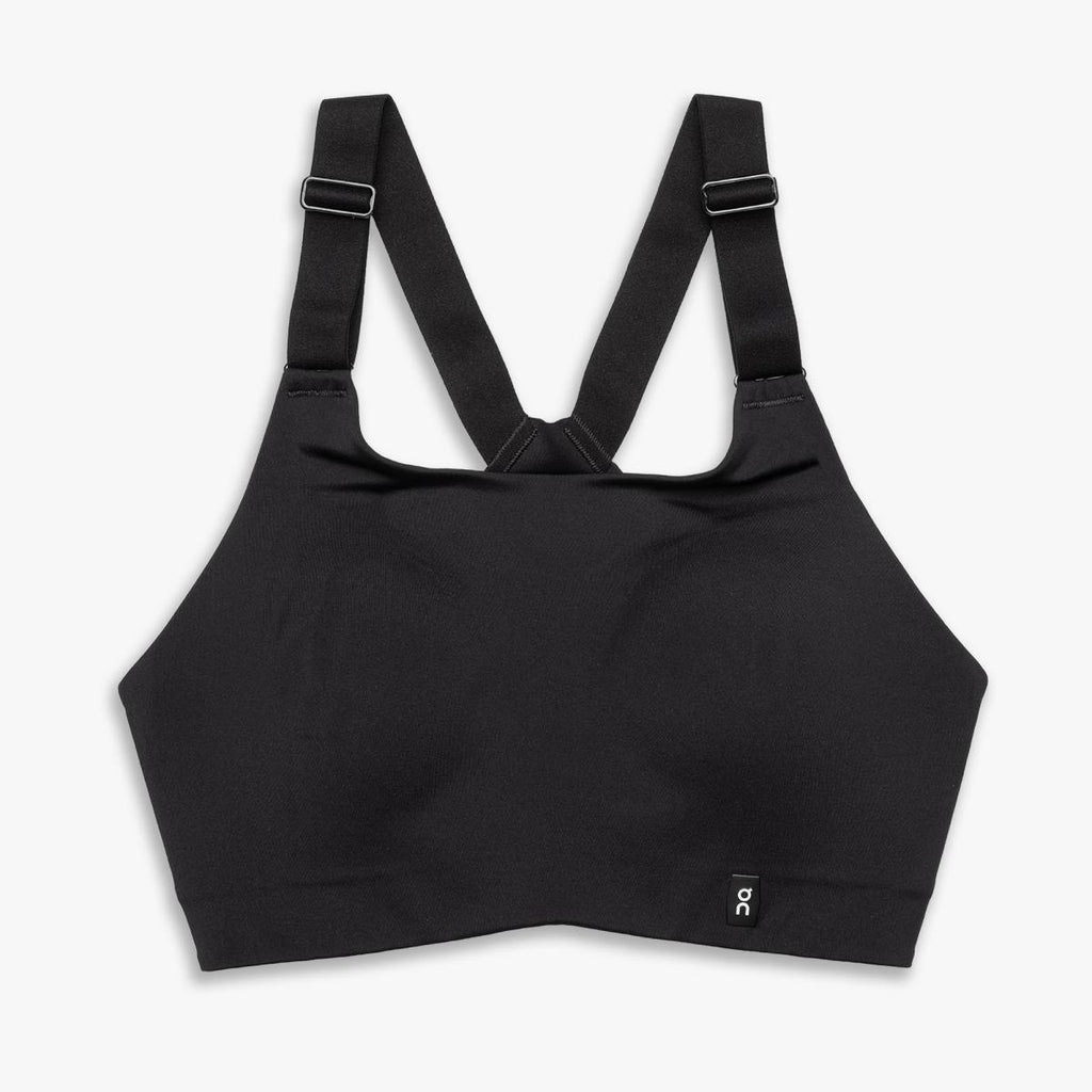 Women's On Running Endurance Bra. Black. Front view.