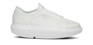 Women's Oofos. Club+. White upper. White midsole. Lateral view.