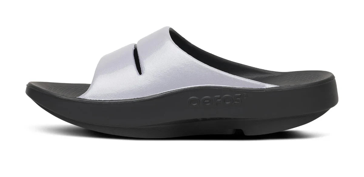 Women's Oofos OOahh Luxe Slide Lavender Bliss medial view