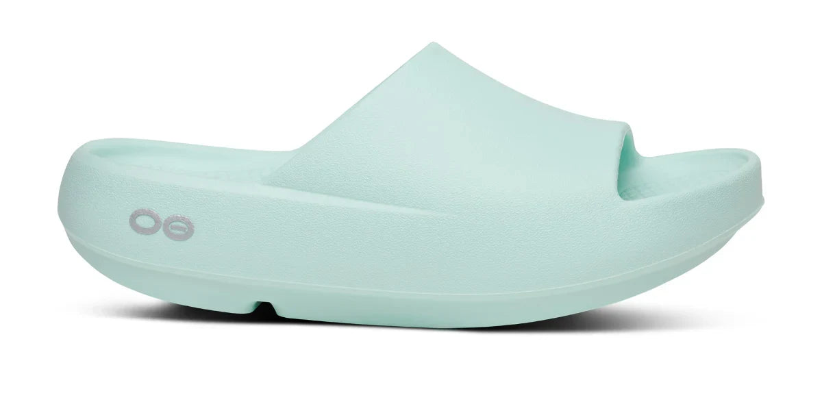 Women's Oofos OOahh PLUS Slide Mint lateral view