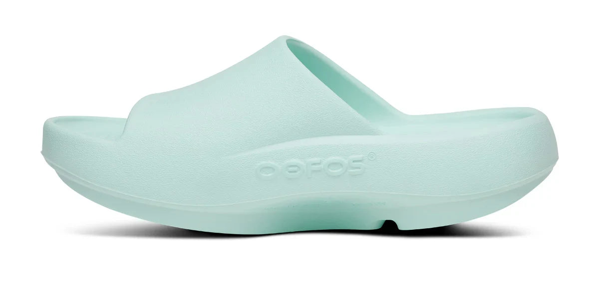 Women's Oofos OOahh PLUS Slide Mint medial view