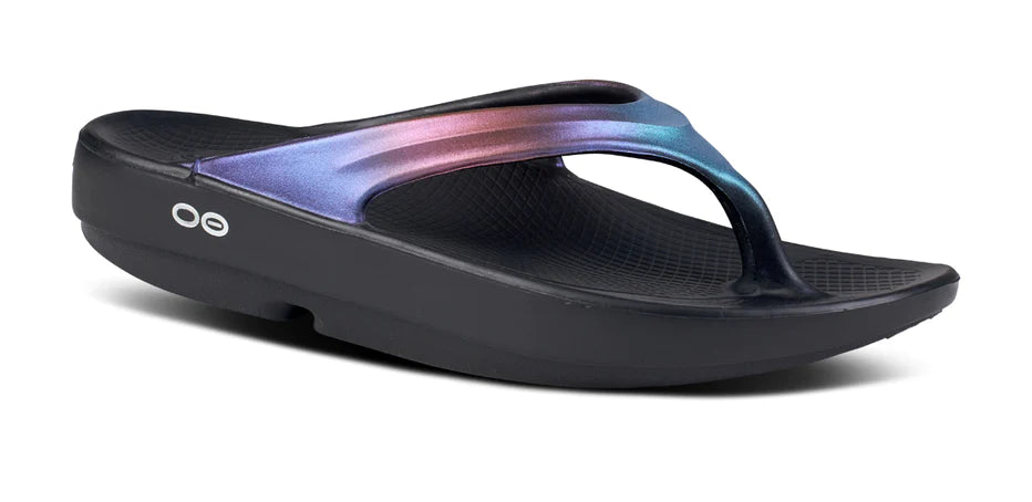 Women's Oofos Oolala Luxe. Multicolored. Lateral view.
