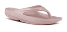 Women's OOFOS OOlala Sandal in Stardust. Pink. Lateral view.