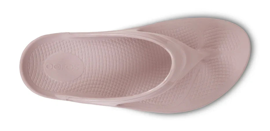 Women's OOFOS OOlala Sandal in Stardust. Pink. Top view.