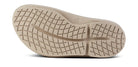 Women's OOFOS OOmega OOahh Slide in Nomad. Tan. Bottom view.