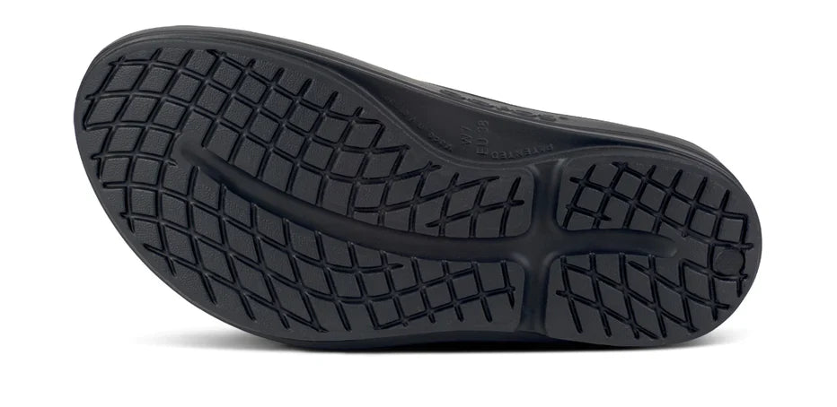 Women's OOFOS OOmega OOlala Luxe Sandal in Calypso. Bottom view.