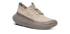 Women's Oofos Roam Ripstop. Tan upper. Grey midsole. Lateral view.