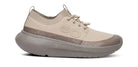 Women's Oofos Roam Ripstop. Tan upper. Grey midsole. Lateral view.