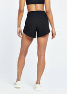 Oiselle High Rise Roga Shorts. Black.