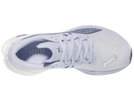 Women's Puma Deviate Nitro 3. Light Blue upper. White midsole. Top view.