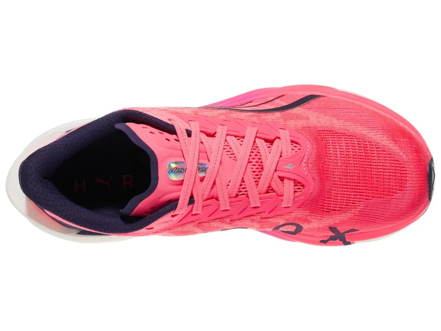 Women's Puma Deviate Nitro 4 Hyrox. Pink upper. Pink/White midsole. Top view.