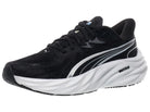 Women's Puma Velocity Nitro 4. Black upper. White midsole. Lateral view.
