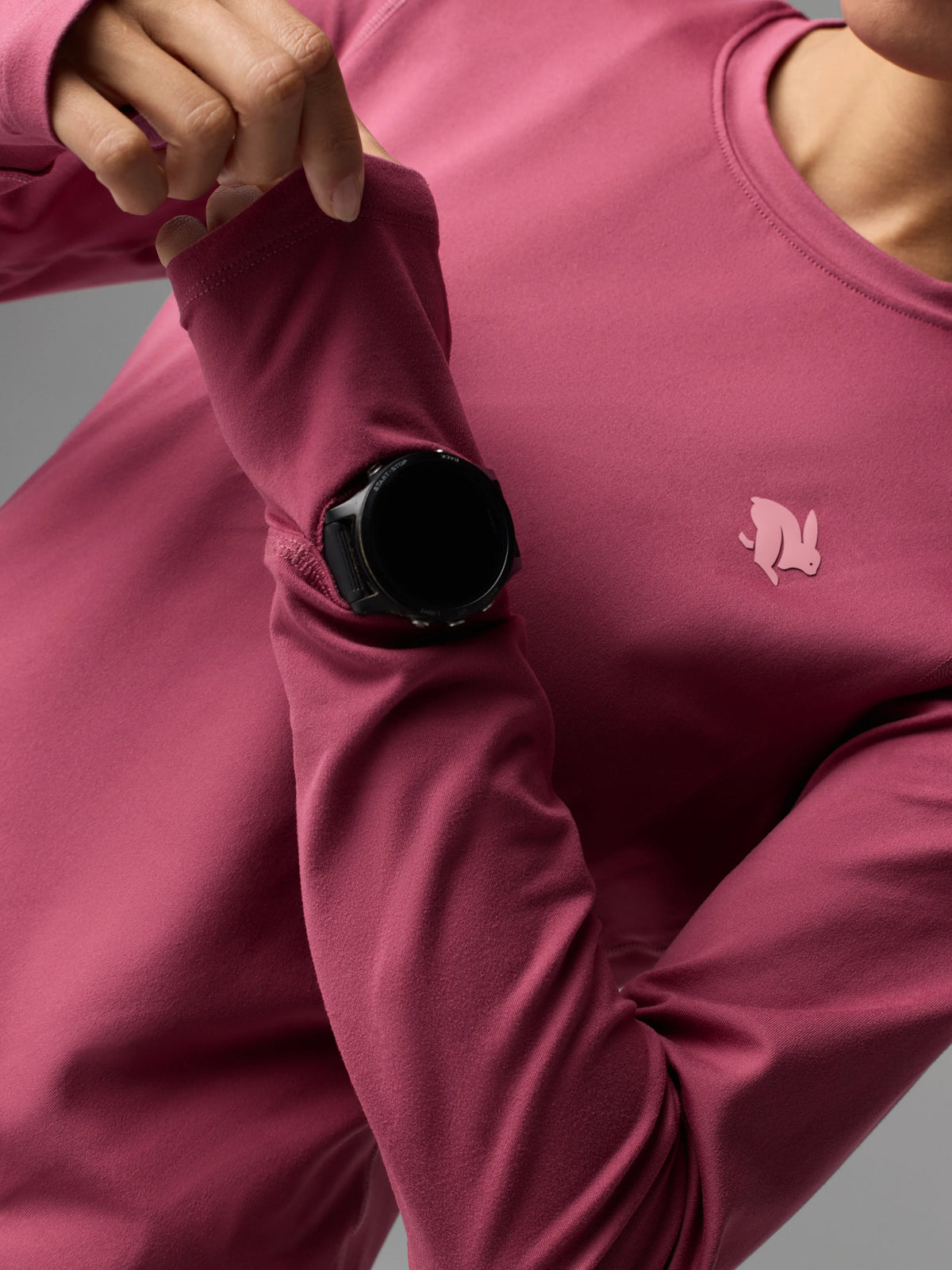 Women's rabbit EZ Tee LS Midweight. Pink.