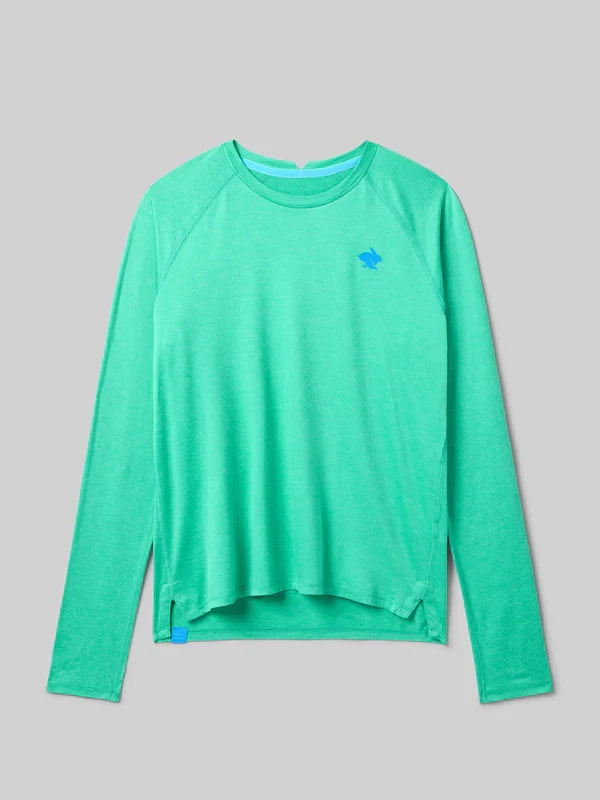 Women's rabbit EZ Tee LS in Opal, front view.